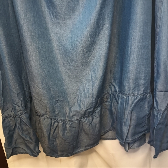 Dreams Co 4X Lyocell Chambray Denim Embroidered Floral Lounge Dress Cottagecore - Picture 6 of 10